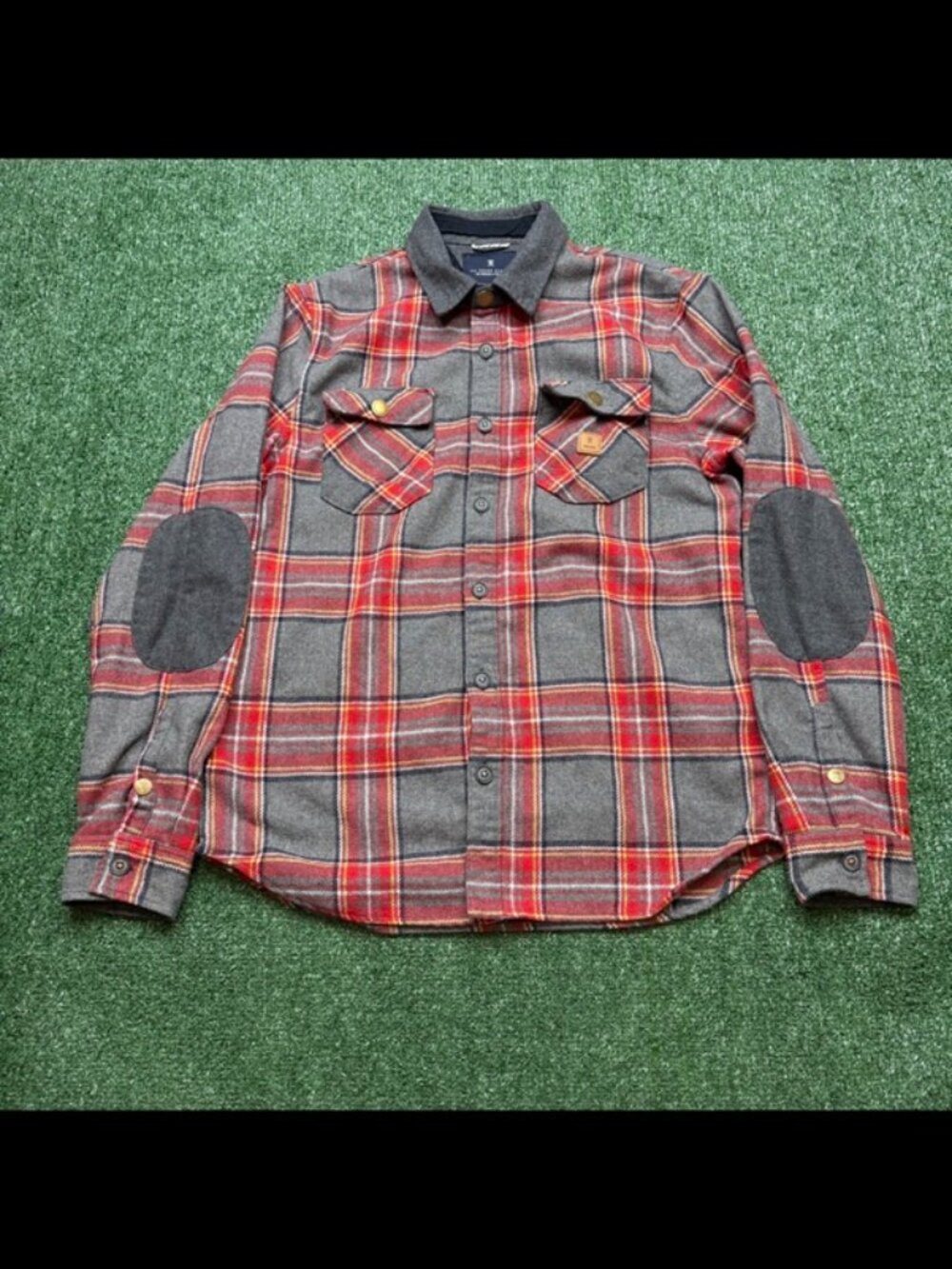 Roark Button Up Shirt Mens Size M Gray Red Long Sleeve Wool